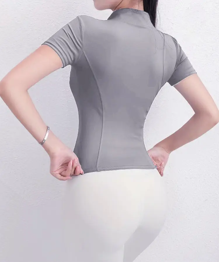 Quick Drying Zipper Yoga Top Jacket for Women | Short Sleeve Sportswear Upper Shirt for Gym, Fitness & Yoga | Slim Fit Activewear with Stylish Front Zip | Breathable Stretch Workout Top by BeBlessed (S, Black)