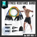 Resistance Bands Set - 11pcs Exercise Bands with Door Anchor, Ankle Straps and Handles - Workout Bands stackable - Resistance Bands for Home Workouts, Yoga, Pilates and Physical Therapy