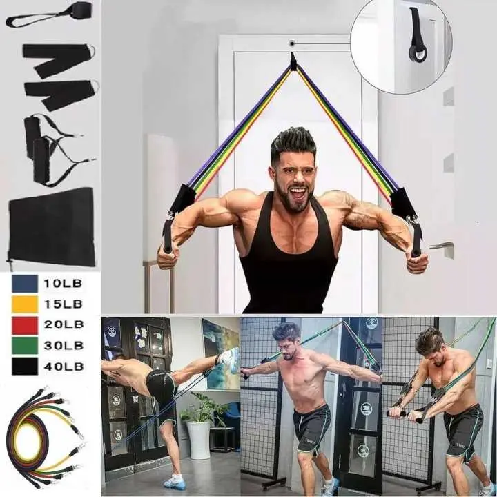 11(PCS) Power Exercise Resistance Band Set 5 in 1 Fitness Band Equipment for Men and Women