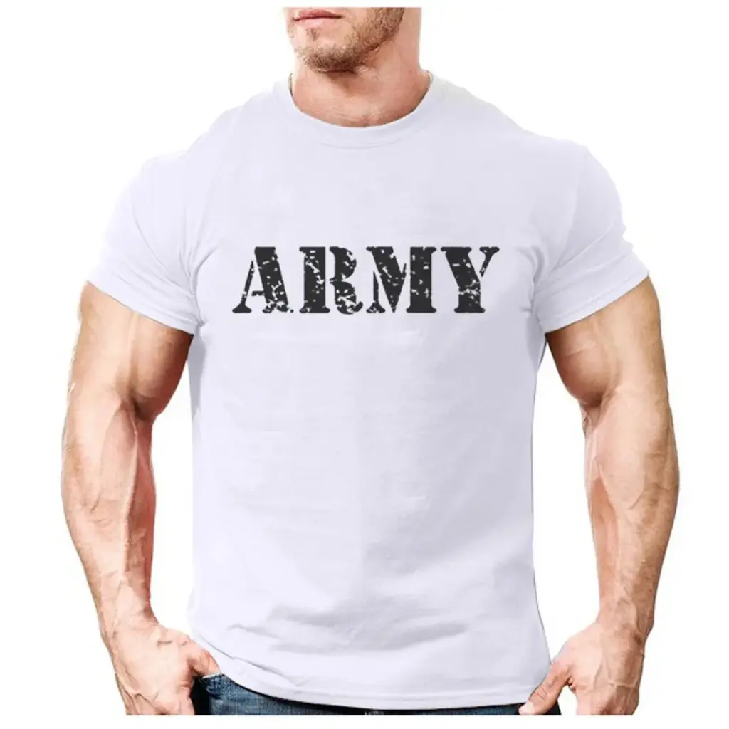 AT Sports Men's Commando Style T Shirt T-Shirt Tee Cotton Sweat T-Shirt Half Sleeves Army Printed Gym Wear Suit for Boys & Girls
