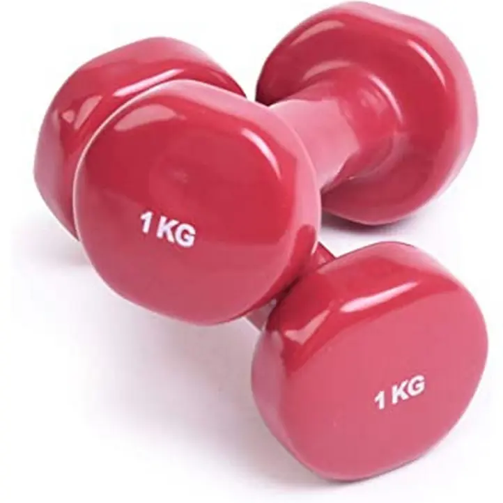 AT Sports 2Kg yoga dumbbells - pair 1kg, of vinyl dumbbells set ladies training home gym