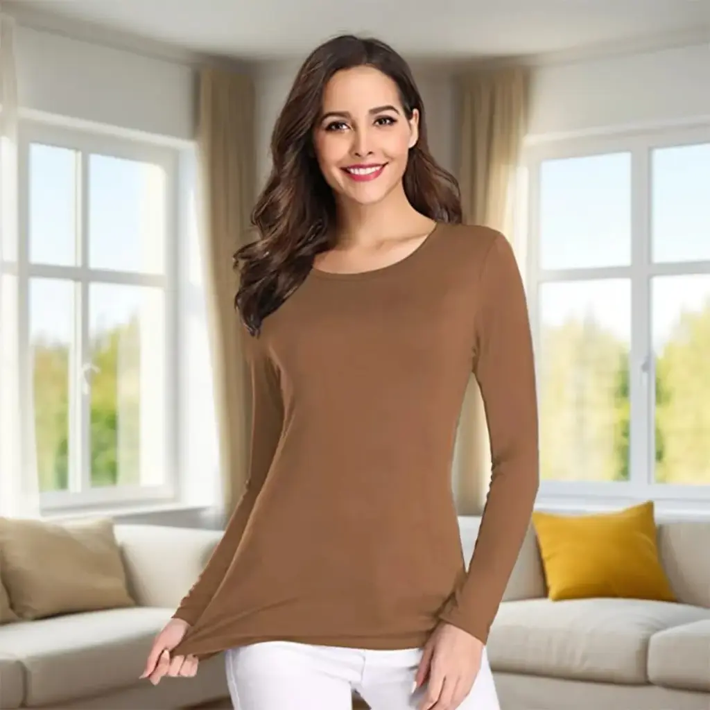 Sharrys Full Sleeve T-Shirt for Women, Basic Plain Design, 100% Organic Cotton