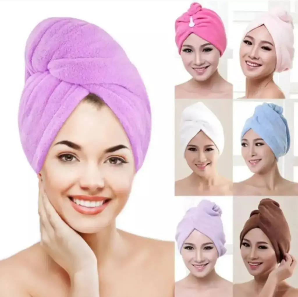 AT Sports Women Microfiber Hair Dry Towel Super Absorbent Fast Drying Hair Turban Wrap Hair Towel