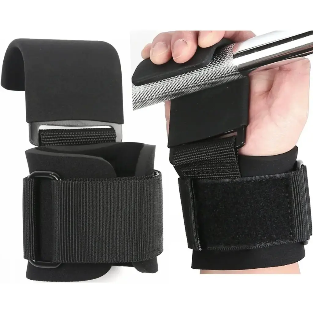 Weightlifting Hook Gloves with Enhanced Wrist Support - Non-Slip Rubber Coated Grips for Powerlifting, Strength Training, Deadlifts, Gym Workouts, and Fitness Training