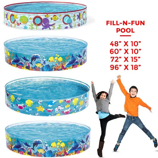 AT Sports Fill and fun intex swimming pool without air - Bestway Fill N Fun Swimming Pool Without Air -Kids Play Pool Tub for Summers, Water Games Outdoor & Indoor Pools, Quick Snap Set Water Tub, Summer Gift for Boys & Girls, Best Way PVC Vinyl Durable Swim Pool (4ft)