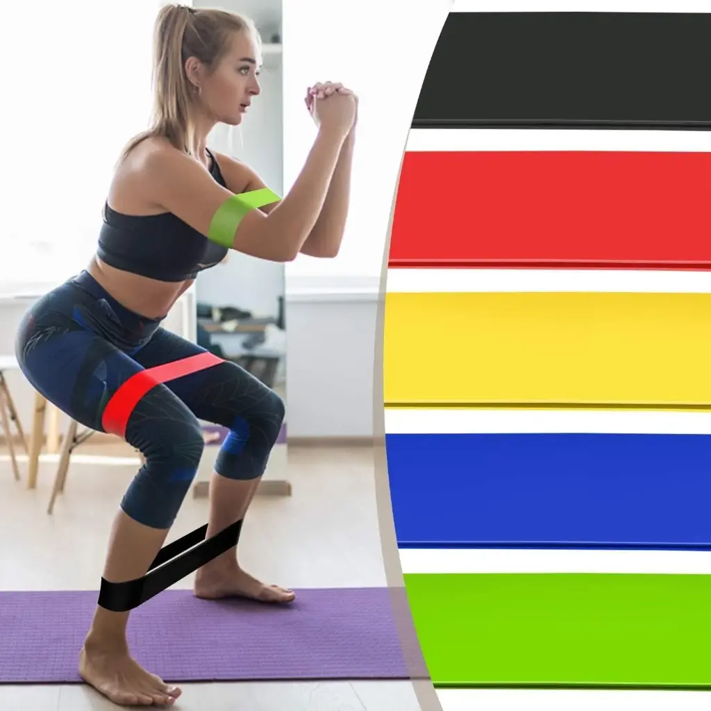 AT Sports Set of 5 Resistance Loop Bands for Exercise & Workout – Home Fitness, Pilates, Yoga, Strength Training & Physical Therapy