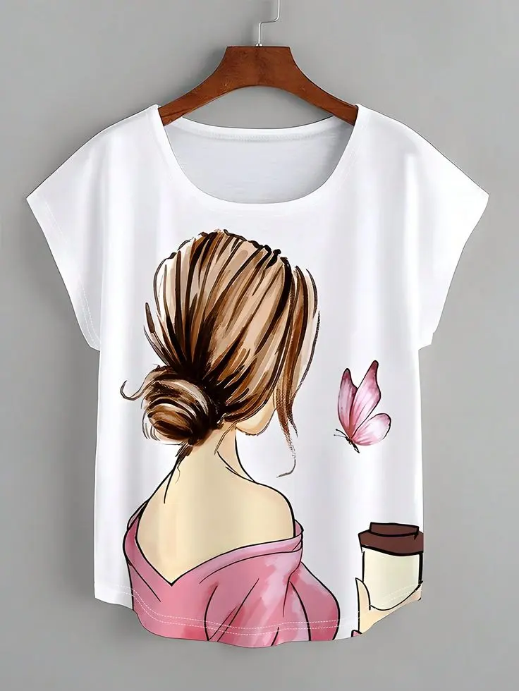 Fashion Garments House Beautiful Printed White Tshirts For Girls / T Shirts For Girls / T-Shirts For Girls / Tshirt For Girls / T Shirt For Girls / T-Shirt For Girls / Girls T Shirt / Tshirts For Women / Women Tshirts - Mar 2025
