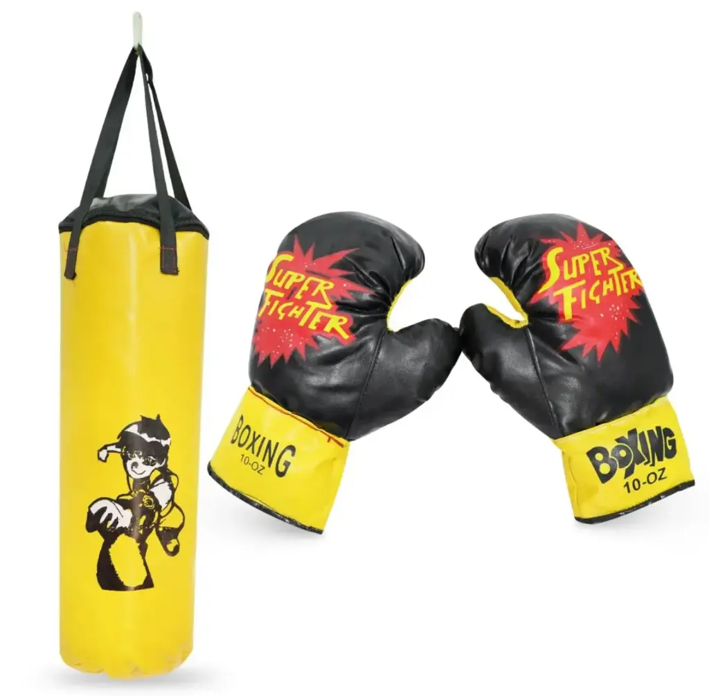 Boxing Punching Bag with Gloves for Kids in MULTICOLORS with different cartoons printing (for 5 to 12 years)