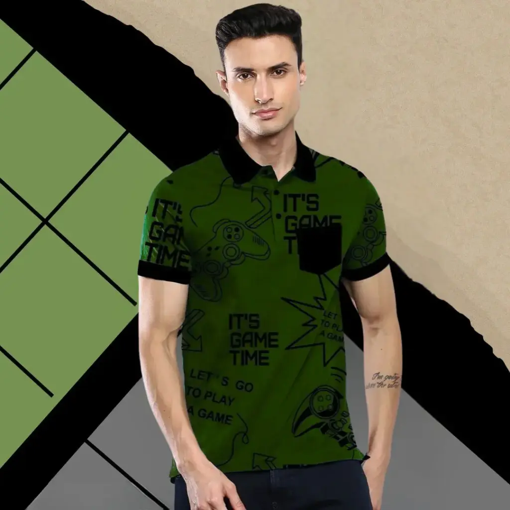 AT Sports Printed Pocket Polo Shirt with All Over Print