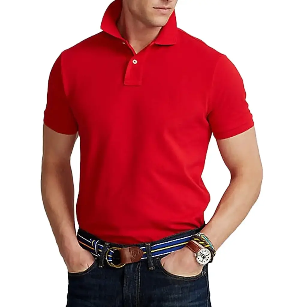 AT Sports Red Half Sleeve Polo Tshirt (S)