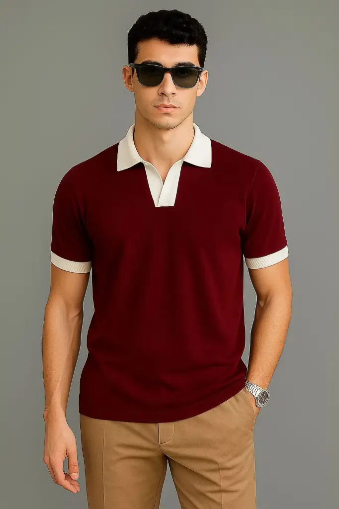 AT SPORTS NEW JOHNNY COLLAR POLO FOR BOYS & MEN - POLO FOR BOYS AND MEN (Black, S)